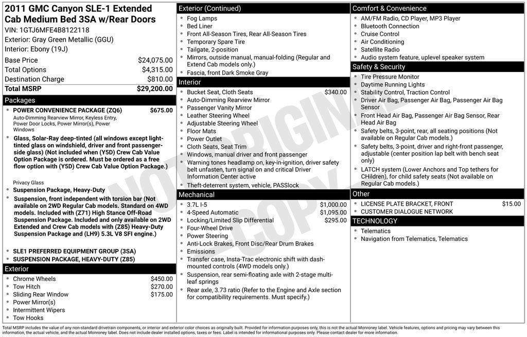 used 2011 GMC Canyon car, priced at $3,150