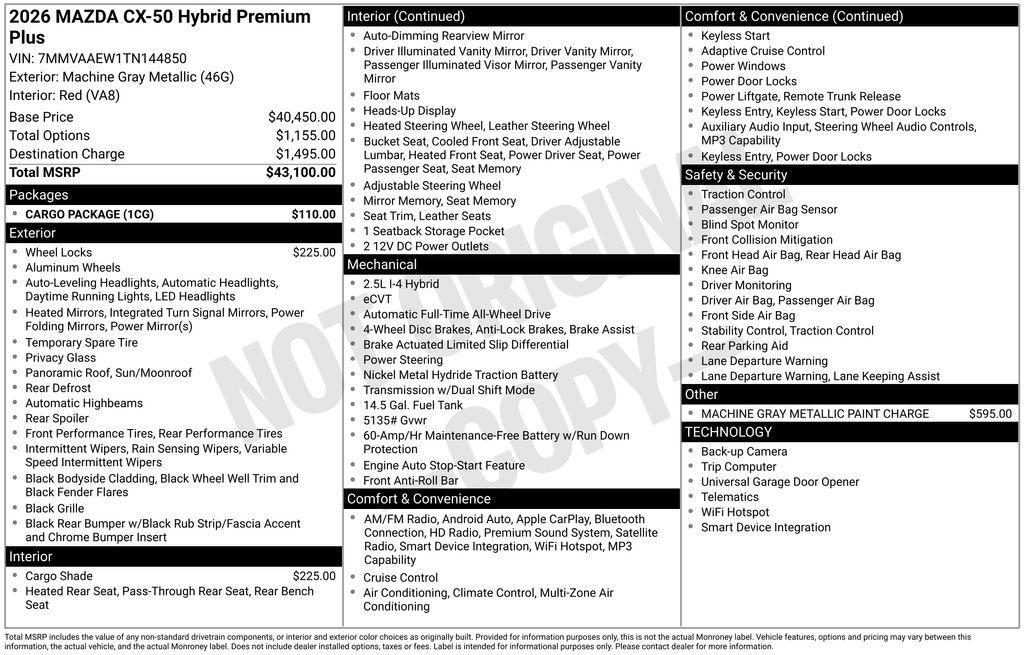 used 2026 Mazda CX-50 Hybrid car, priced at $39,448