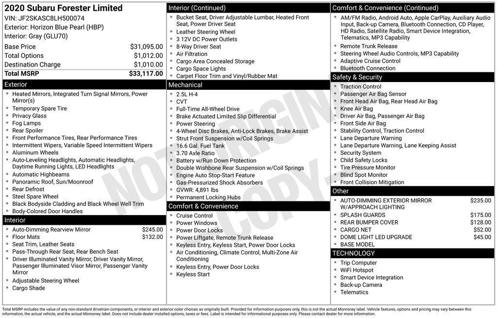 used 2020 Subaru Forester car, priced at $22,300