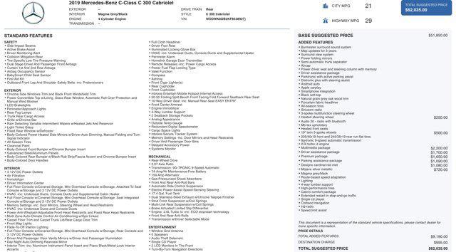 used 2019 Mercedes-Benz C-Class car, priced at $24,500