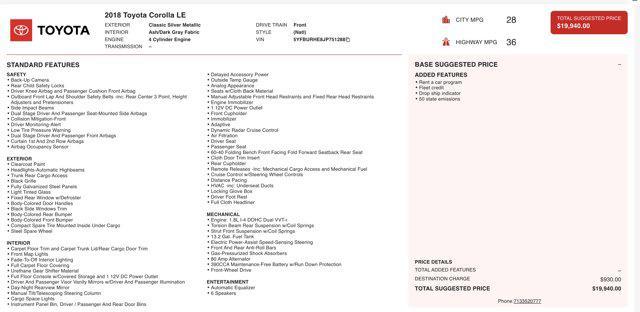 used 2018 Toyota Corolla car, priced at $12,800