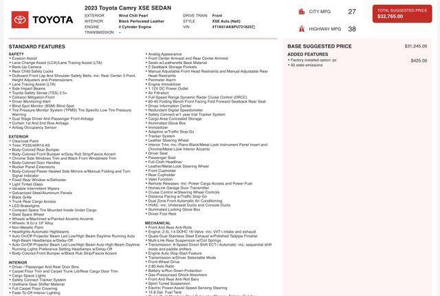 used 2023 Toyota Camry car, priced at $21,000