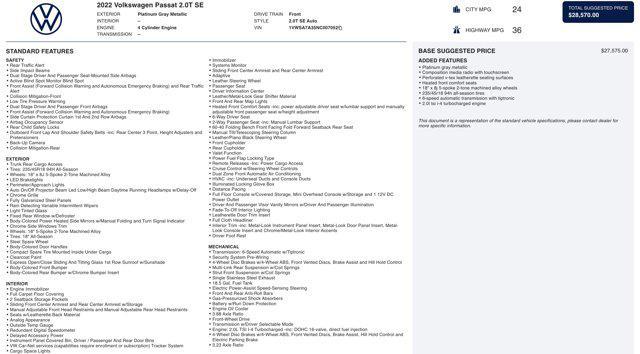 used 2022 Volkswagen Passat car