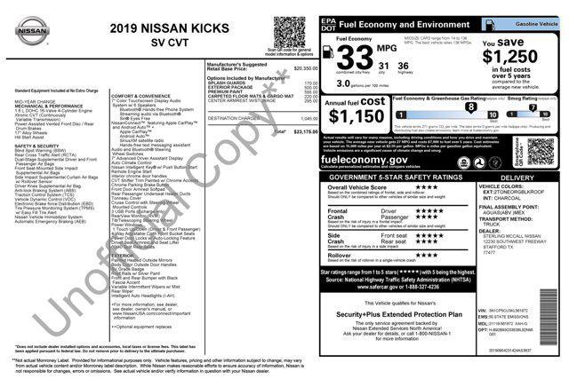 used 2019 Nissan Kicks car, priced at $10,500