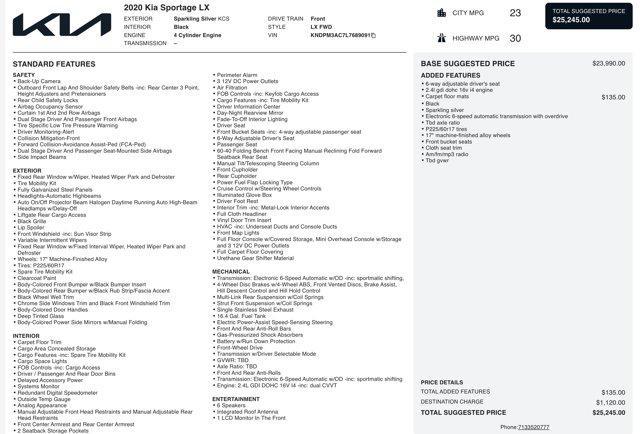 used 2020 Kia Sportage car, priced at $11,505