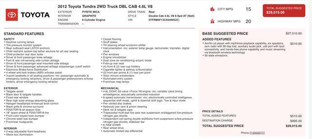 used 2012 Toyota Tundra car, priced at $11,220