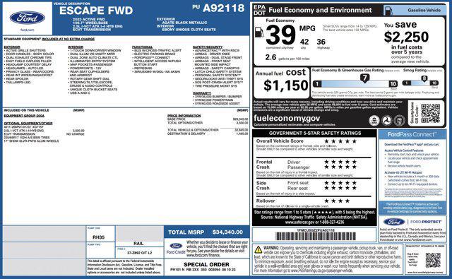 used 2023 Ford Escape car, priced at $15,300