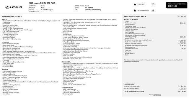 used 2019 Lexus RX 350 car, priced at $20,700