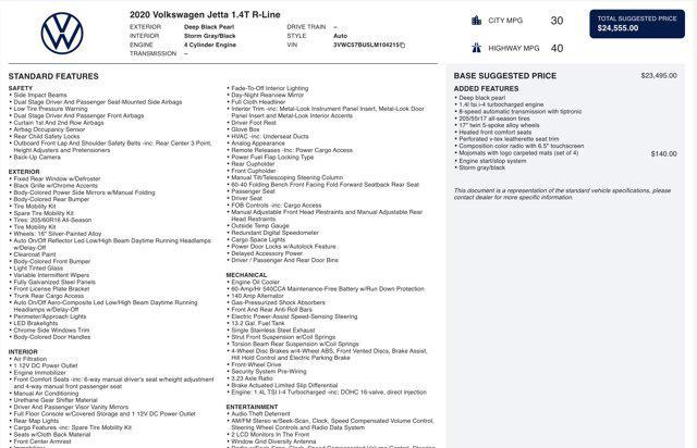 used 2020 Volkswagen Jetta car, priced at $12,300