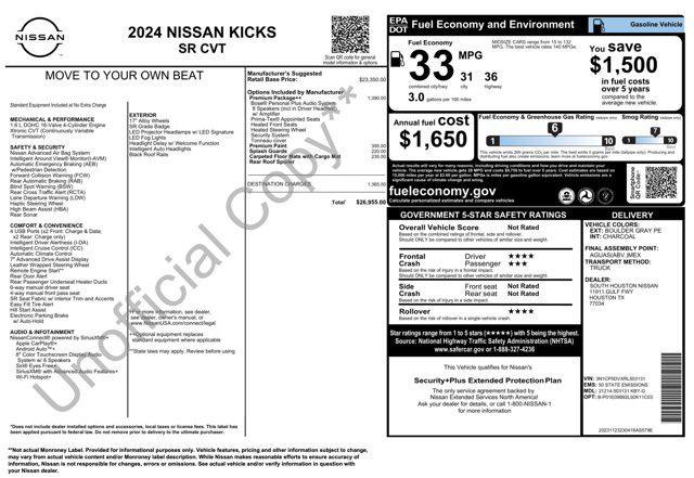 used 2024 Nissan Kicks car, priced at $14,000