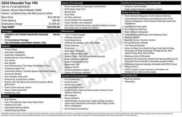 used 2024 Chevrolet Trax car, priced at $19,724