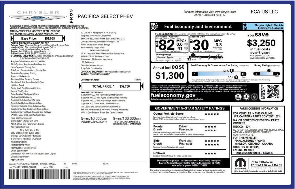 used 2024 Chrysler Pacifica Hybrid car, priced at $25,190