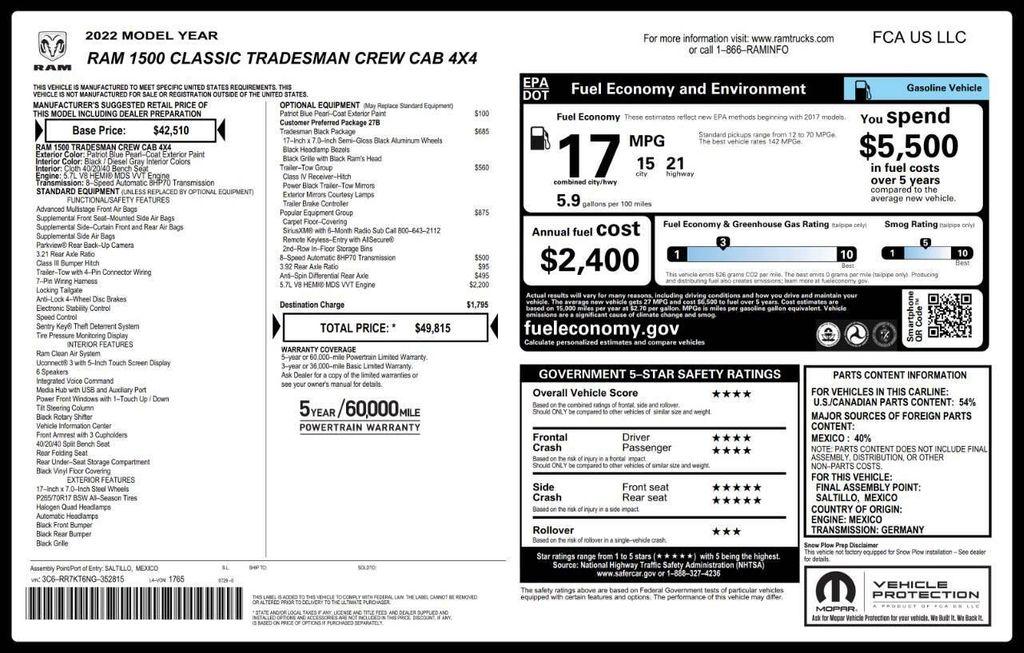 used 2022 Ram 1500 car, priced at $26,379