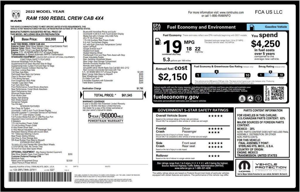 used 2022 Ram 1500 car, priced at $35,995