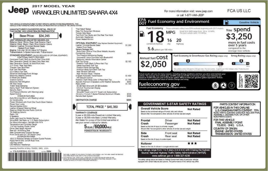 used 2017 Jeep Wrangler Unlimited car, priced at $17,995