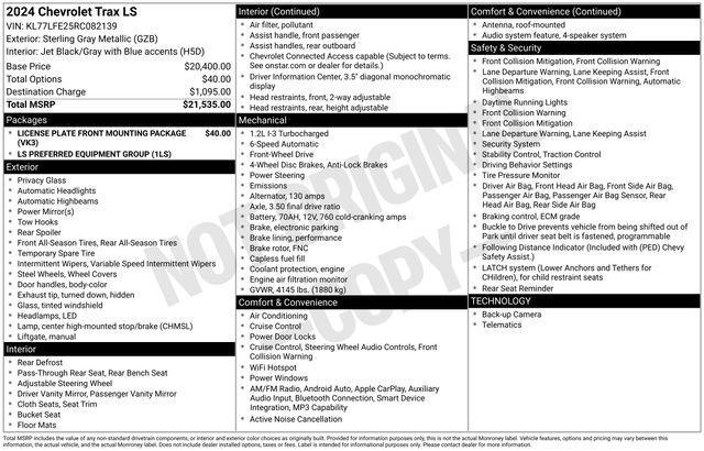 used 2024 Chevrolet Trax car, priced at $19,700