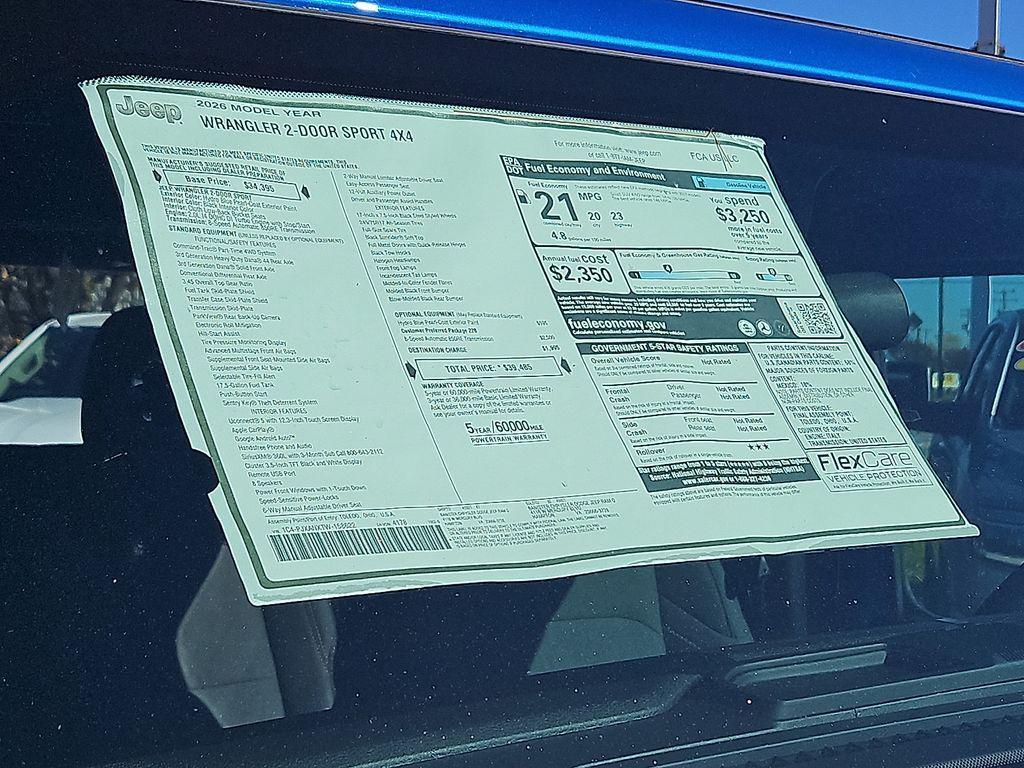 new 2026 Jeep Wrangler car, priced at $38,092