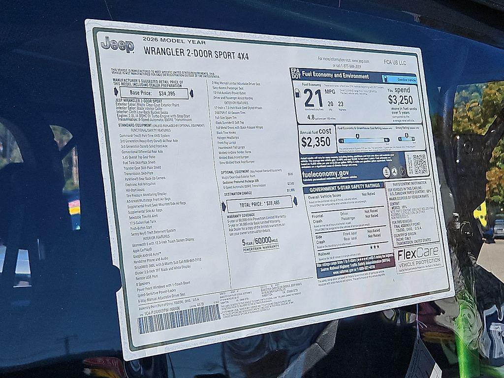 new 2026 Jeep Wrangler car, priced at $38,092