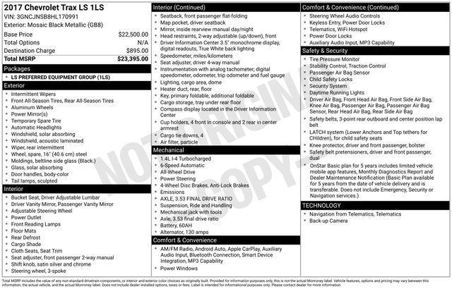 used 2017 Chevrolet Trax car, priced at $10,395