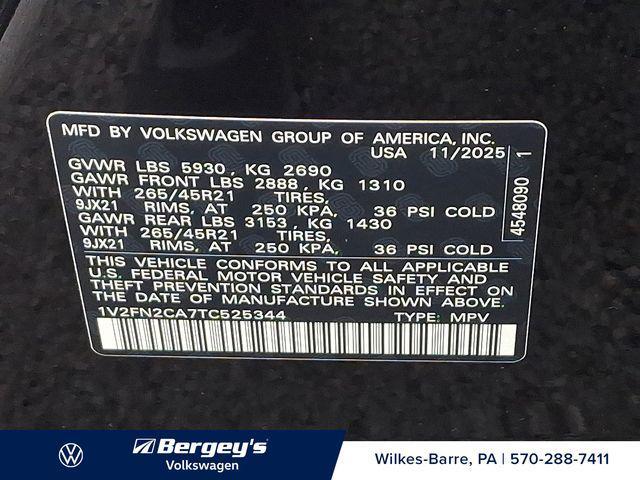 new 2026 Volkswagen Atlas car, priced at $53,237