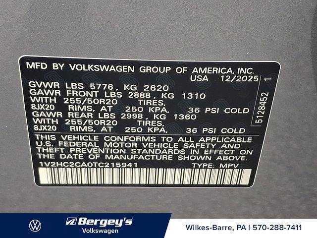 new 2026 Volkswagen Atlas Cross Sport car, priced at $44,587