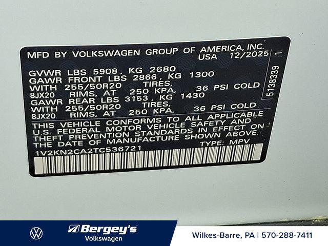 new 2026 Volkswagen Atlas car, priced at $45,843