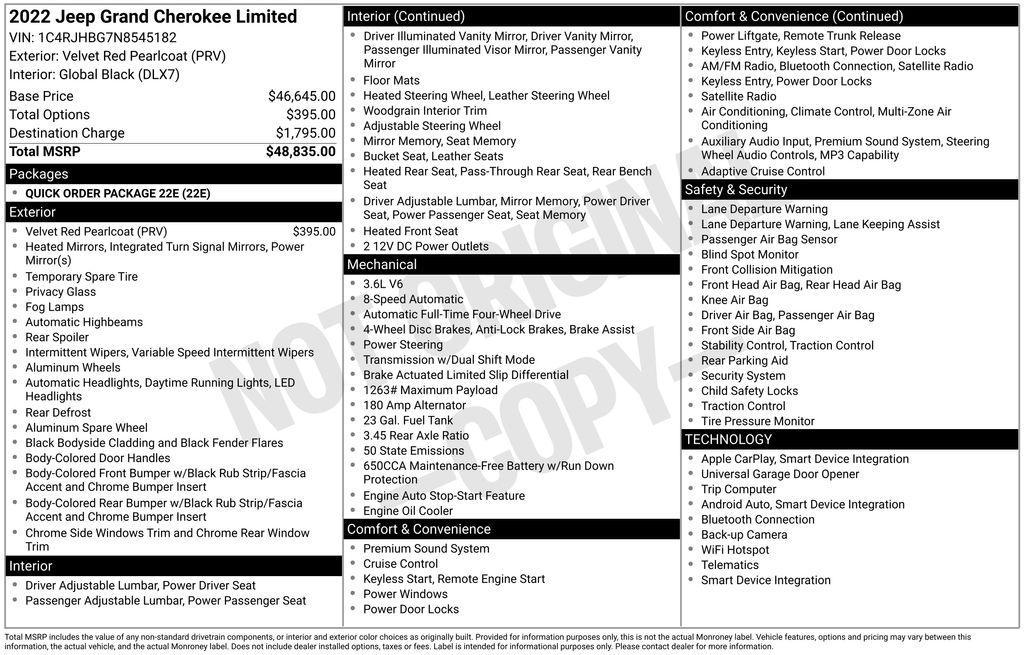 used 2022 Jeep Grand Cherokee car, priced at $26,893