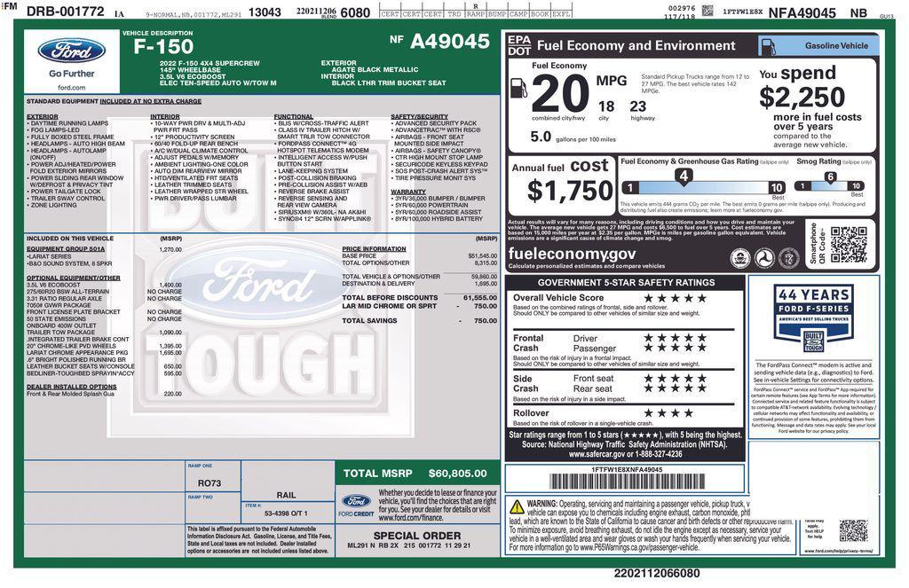 used 2022 Ford F-150 car, priced at $42,784