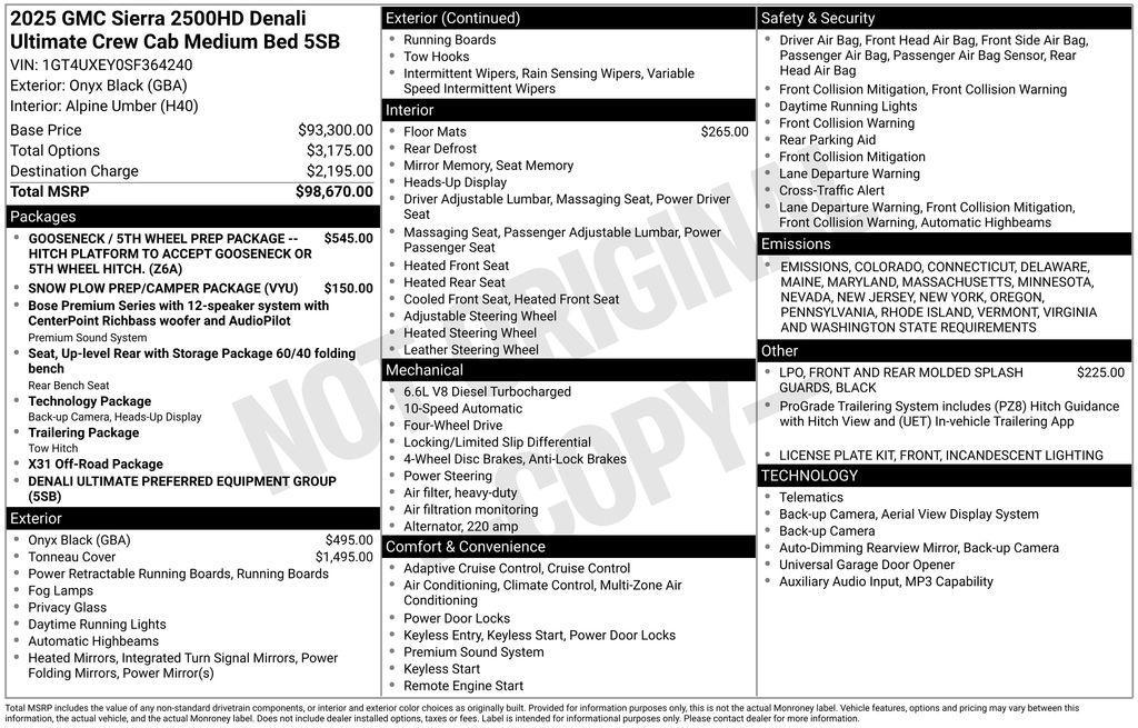 new 2025 GMC Sierra 2500 car, priced at $93,343