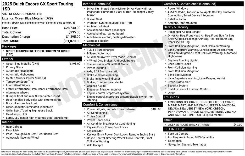 new 2025 Buick Encore GX car, priced at $29,780