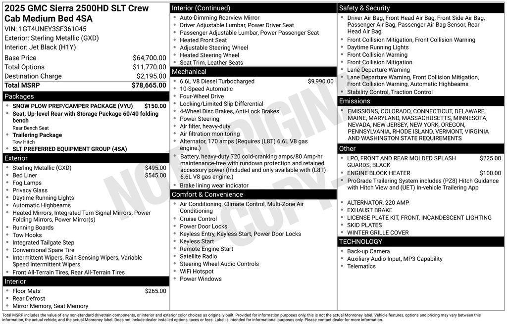 new 2025 GMC Sierra 2500 car, priced at $72,815