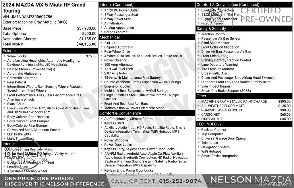 used 2024 Mazda MX-5 Miata RF car, priced at $32,990