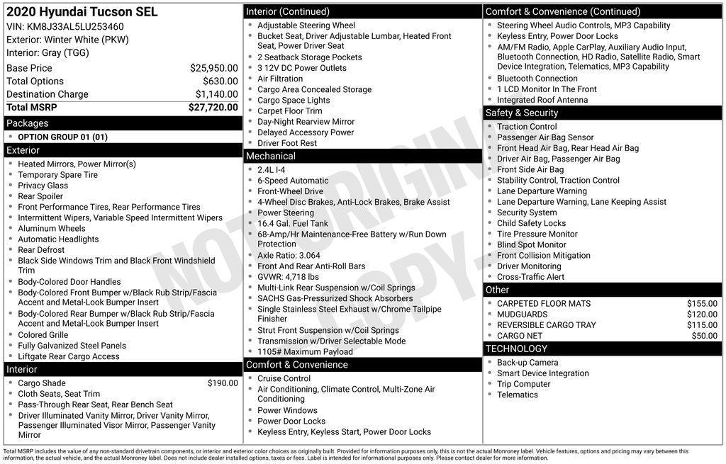 used 2020 Hyundai Tucson car, priced at $13,990