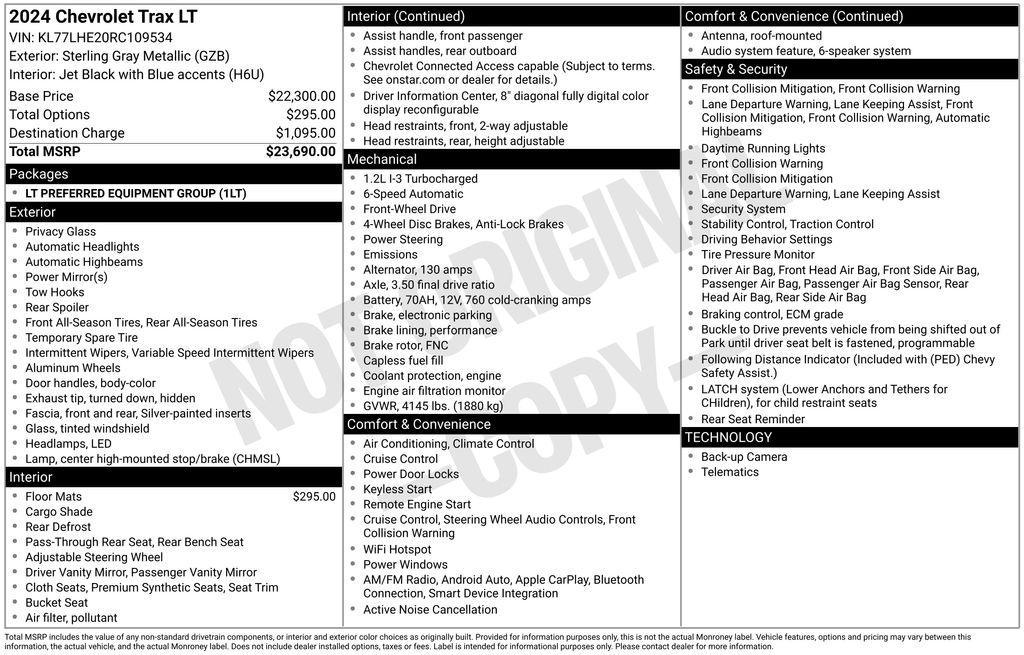 used 2024 Chevrolet Trax car, priced at $18,991