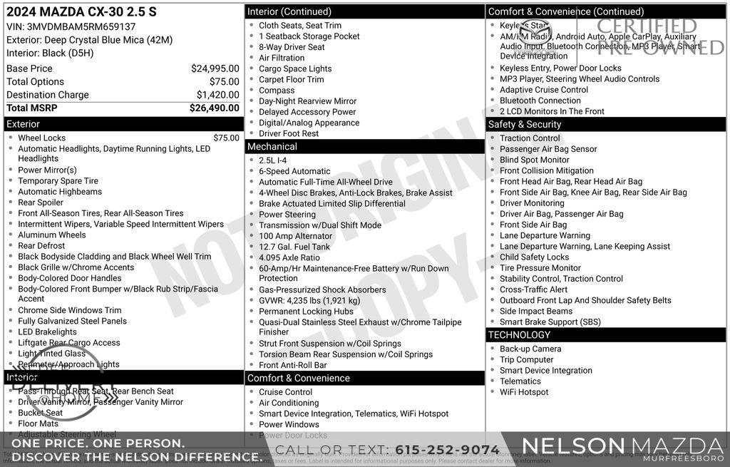 used 2024 Mazda CX-30 car, priced at $23,747