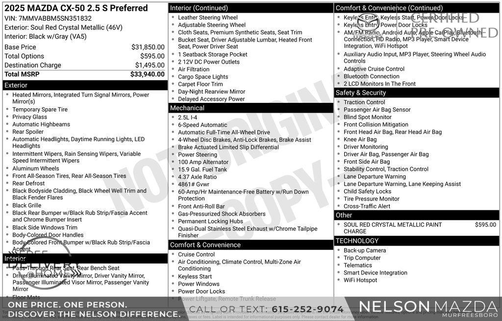 used 2025 Mazda CX-50 car, priced at $28,990