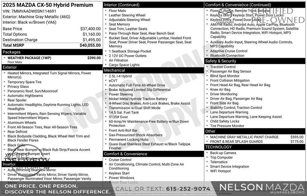 used 2025 Mazda CX-50 Hybrid car, priced at $34,990