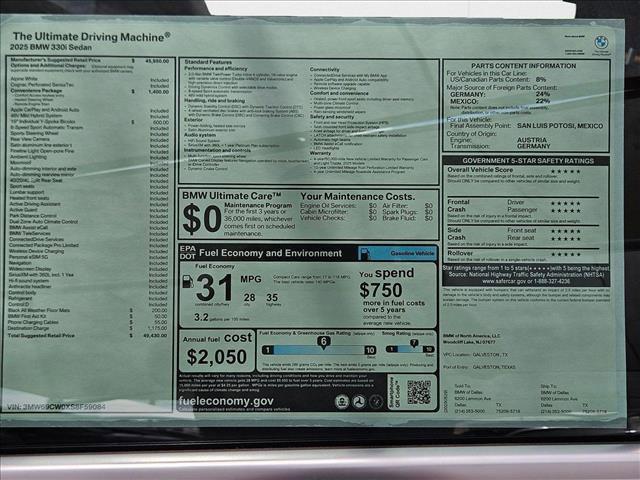 used 2025 BMW 330 car, priced at $49,430