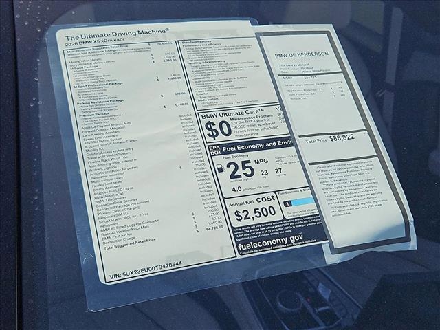 new 2026 BMW X5 car, priced at $85,524