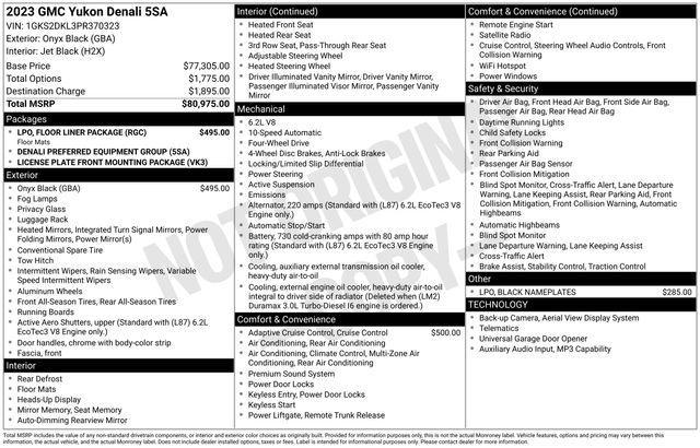 used 2023 GMC Yukon car, priced at $68,016