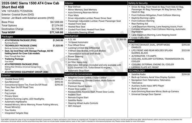 new 2026 GMC Sierra 1500 car, priced at $69,563