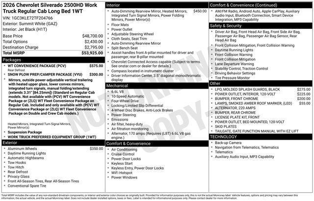 new 2026 Chevrolet Silverado 2500 car, priced at $50,843