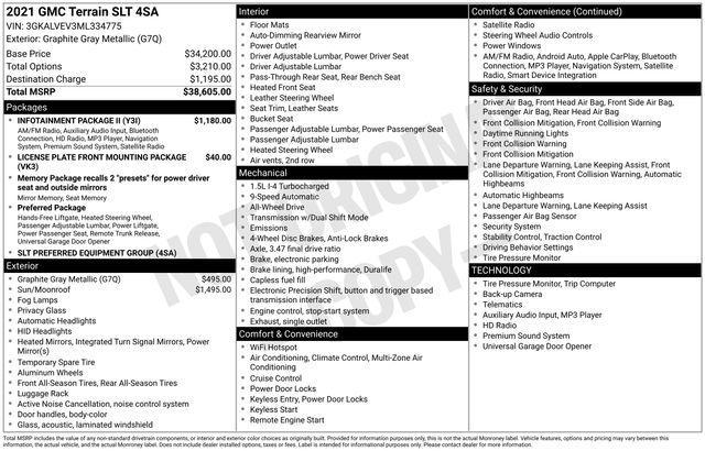 used 2021 GMC Terrain car, priced at $20,325