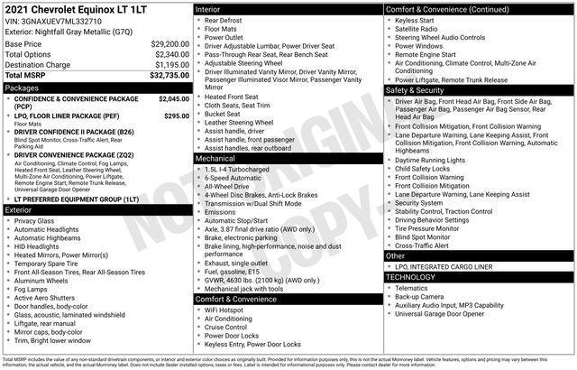 used 2021 Chevrolet Equinox car, priced at $19,385