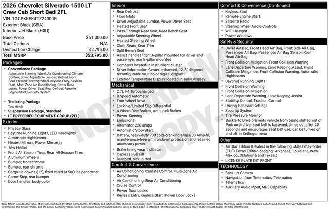 new 2026 Chevrolet Silverado 1500 car, priced at $48,542