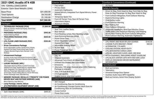 used 2021 GMC Acadia car, priced at $29,127