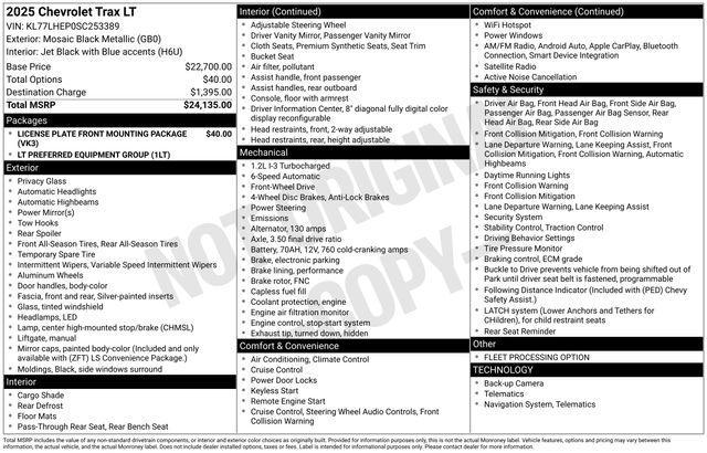 used 2025 Chevrolet Trax car, priced at $19,998