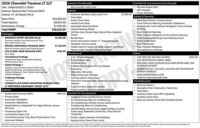 new 2026 Chevrolet Traverse car, priced at $47,327
