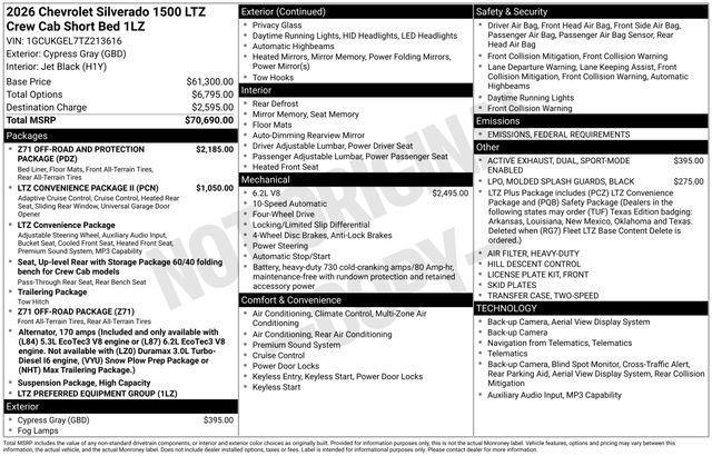 new 2026 Chevrolet Silverado 1500 car, priced at $62,586