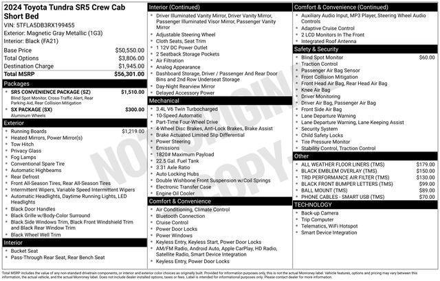 new 2024 Toyota Tundra car, priced at $49,575